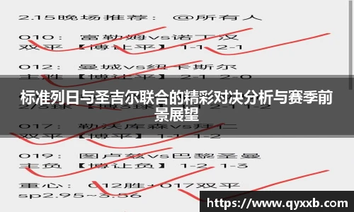 标准列日与圣吉尔联合的精彩对决分析与赛季前景展望